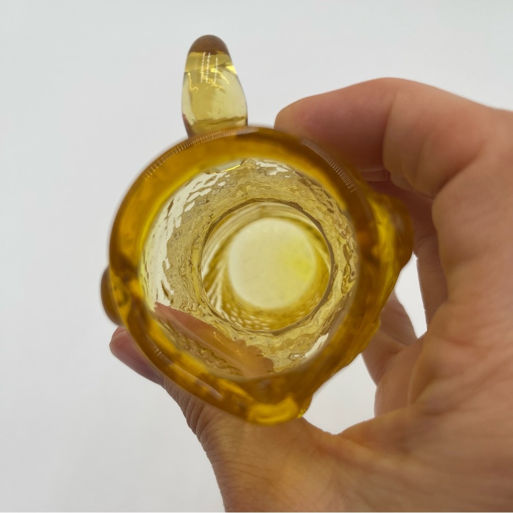 Kanawha Glass Owl Pitcher Creamer Yellow Gold Amber Vintage Mid Century - Picture 7 of 8